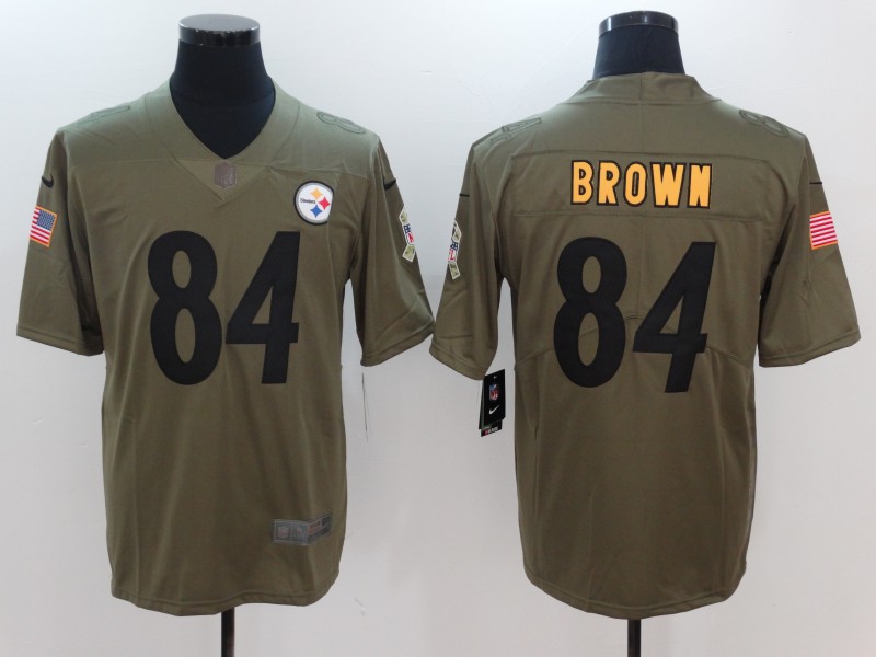 Men Pittsburgh Steelers #84 Brown Nike Olive Salute To Service Limited NFL Jerseys